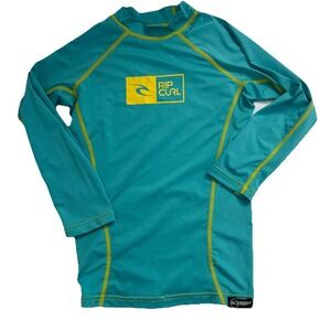 Rip Curl Youth Long Sleeve UPF 50+‎ Rash Guard, Teal, Logo, Size Large (12)